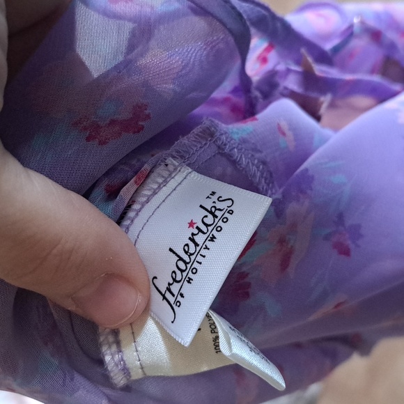 90s Vintage Purple Slip - Sheer floral slip - Size Small - Picture 6 of 6
